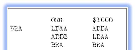 Assemblerspråkets element Ett (dåligt) exempel ALLA textsträngar är context -beroende Mnemonic, ett ord som om det förekommer i instruktionsfältet tolkas som en assemblerinstruktion ur processorns