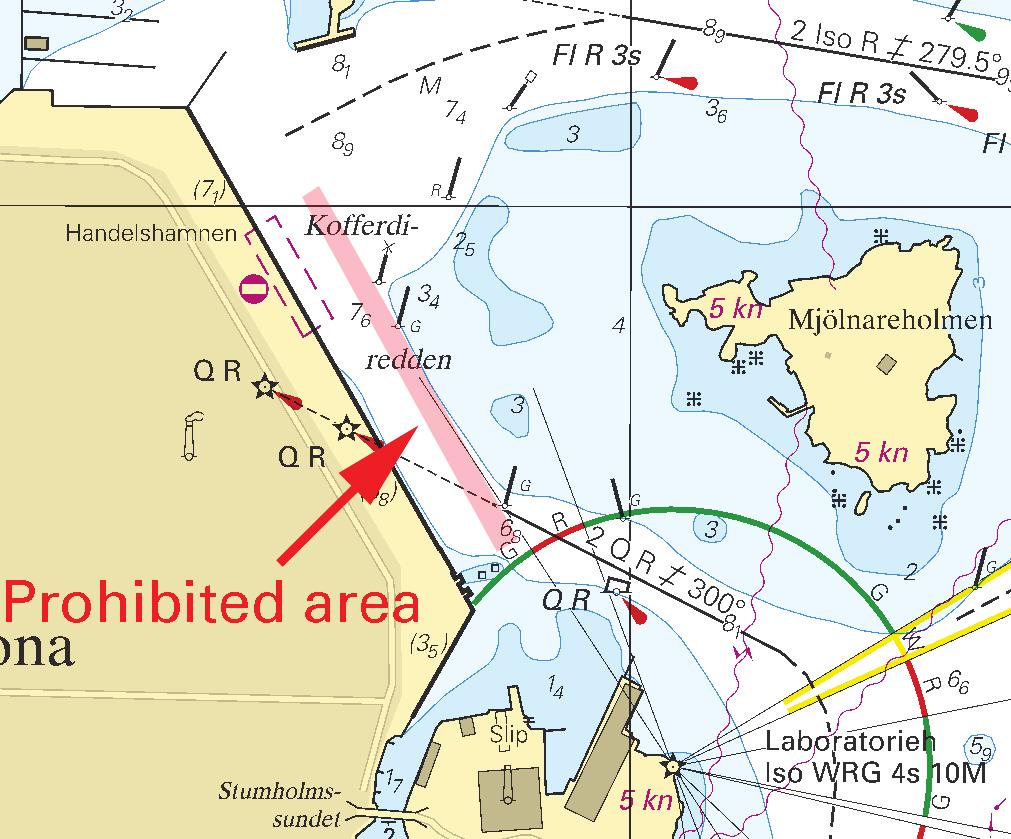 12 nen will be temporarily closed for traffic. It will be possible to pass the area when safety permit. The area will be marked with yellow bobbers. Handelshamnen 56-09,93N 15-35,72E Not shown in ENC.