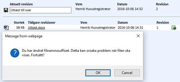 2016 R2: Handläggning (1/2) Varning
