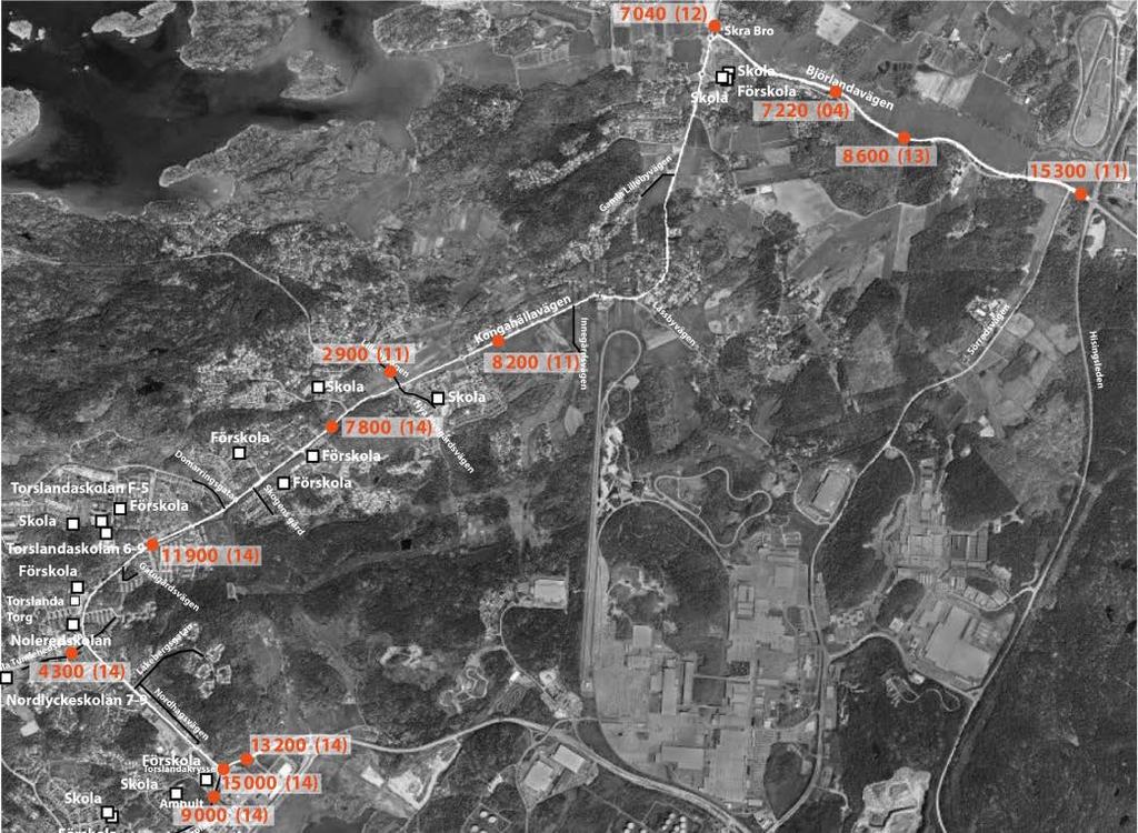 2.4 Biltrafik och tung trafik Kongahällavägen är skyltad till 50 km/h med några undantag som är skyltade till 70 km/h.