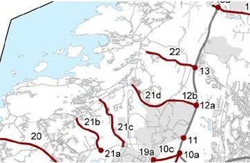 4.2 Tidigare utredningar Dommarringsförbindelsen och Älvegårdsförbindelsen Tre vägalternativ studerades i studien Alternativa tvärförbindelser, västra Hisingen, juni 2004 : Domarringsförbindelsen,