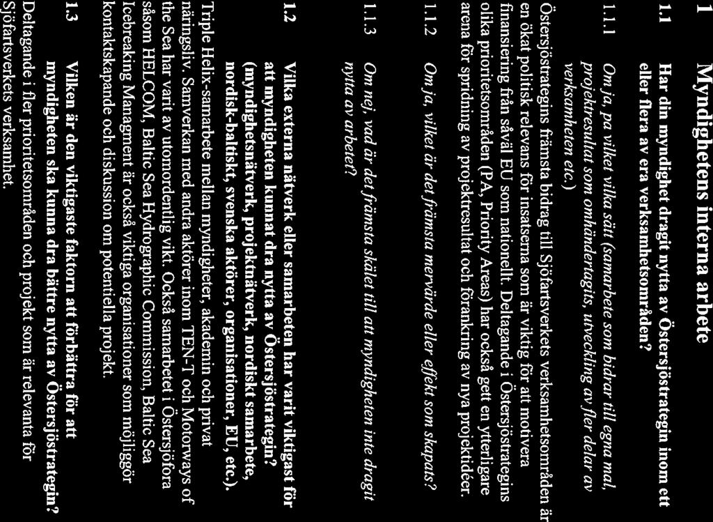 EU:s Östersöstrate i och tillhörande handlin s Ian Dnr 13-03 945 2 1 Myndighetens interna arbete 1.1 Har din myndighet dragit nytta av Östersjöstrategin inom ett eller flera av era verksamhetsområden?