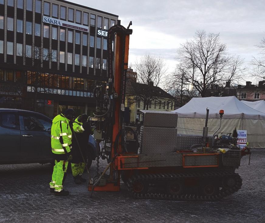 Hålen på Stora Torget borrades med hjälp av en