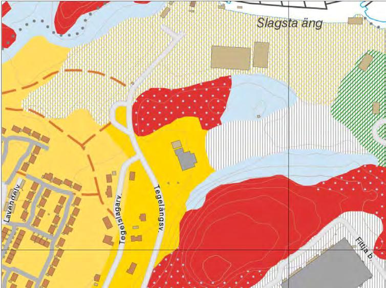 BOTKYRKA KOMMUN Samhällsbyggnadsförvaltningen Planenheten PLANBESKRIVNING 2018-04-24 13 [66] sbf/2017:247 Figur 4 Jordarter enligt SGU:s jordartskarta (1:25 000 1:100 000).