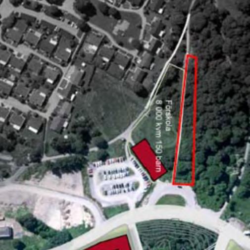 Det aktuella undersökningsområdet är markerat med en röd linje och tegelbrukslämningen