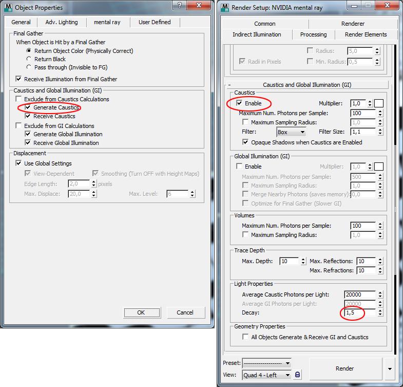 skuggberäkningen. Nu ska vi slå på Caustics. Högerklicka på vinglaset, och välj Object Properties, eller markera vinglaset och välj Edit Object Properties i menyn.