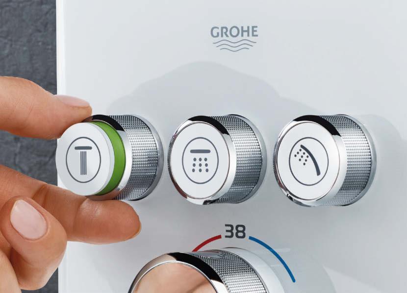 GROHE SMARTCONTROL DUSCHGLÄDJE I KUBIK KRAFTFULL AVKOPPLANDE FLEXIBEL ÖKA VATTEN- FLÖDET ELLER MINSKA DET OM DU VILL Dina fingrar bestämmer.