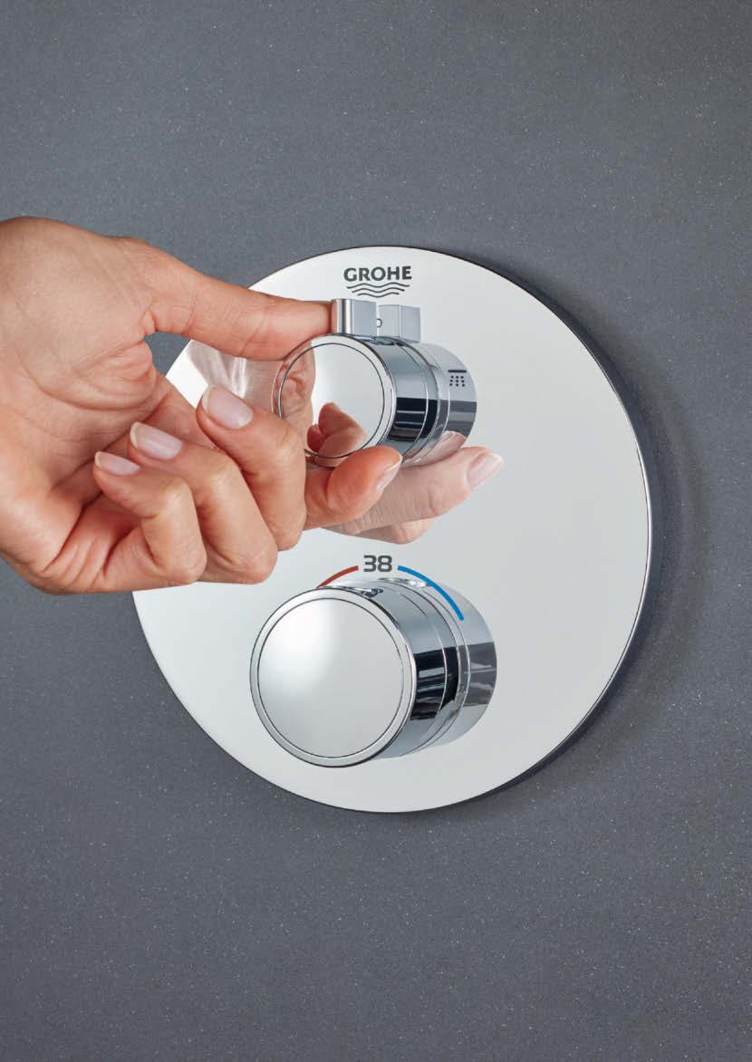GROHE TVÅGREPPSTERMOSTATER 10 mm STILREN PLATSBESPARING Utformade och konstruerade