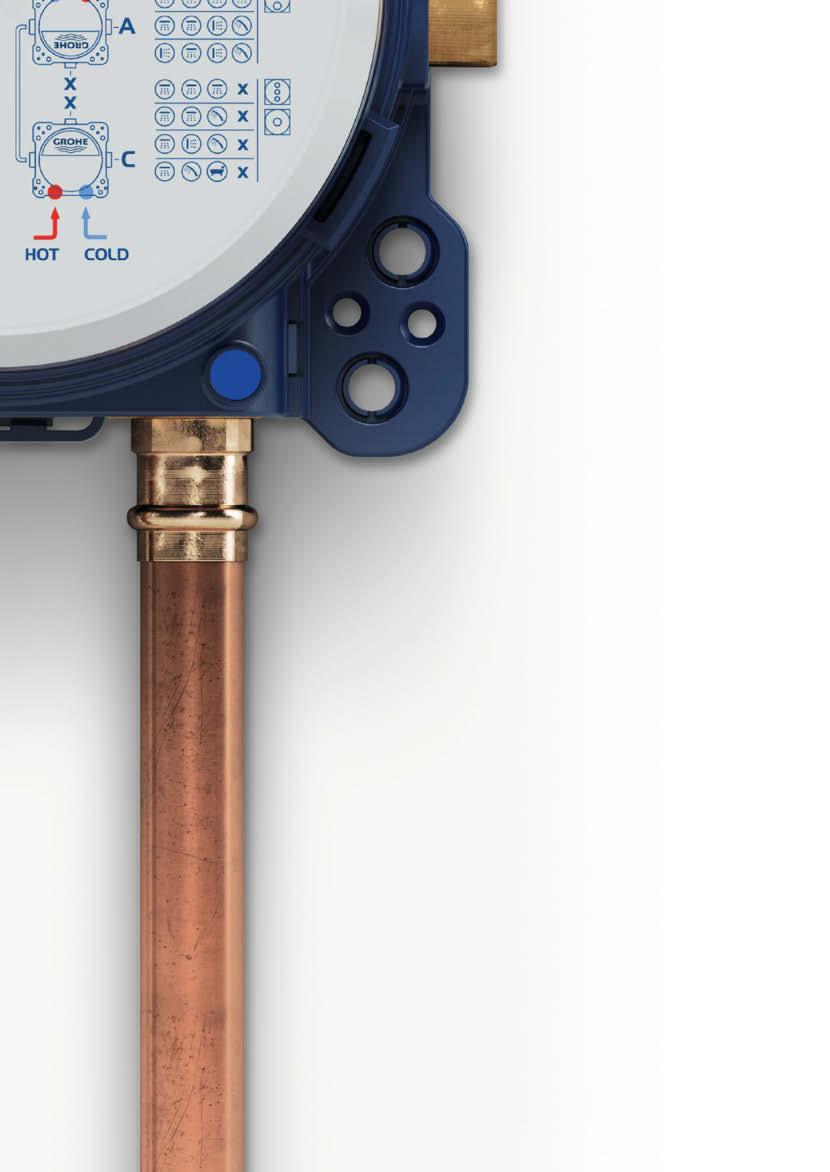 GROHE Rapido SmartBo har inlopp på undersidan som möjliggör direkt anslutning till varm- och
