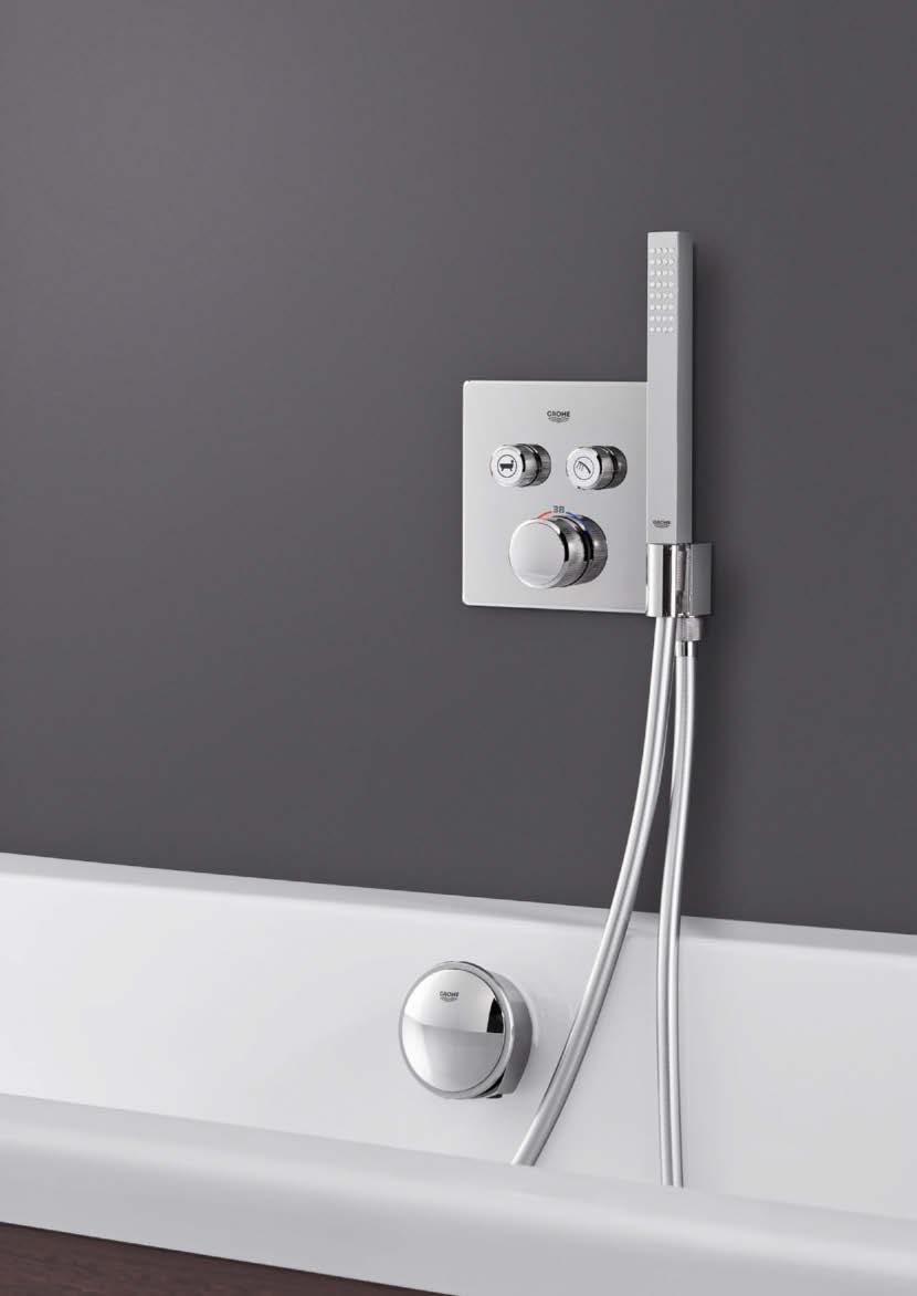 GROHE RAPIDO SMARTBOX EN SNYGG LÖSNING: ÅTERFLÖDESSKYDD FÖR UTBYTE I Europa måste varje kombination med integrerad badkarspåfyllning och en överflödesenhet uppfylla standarden EN 1717 för att skydda