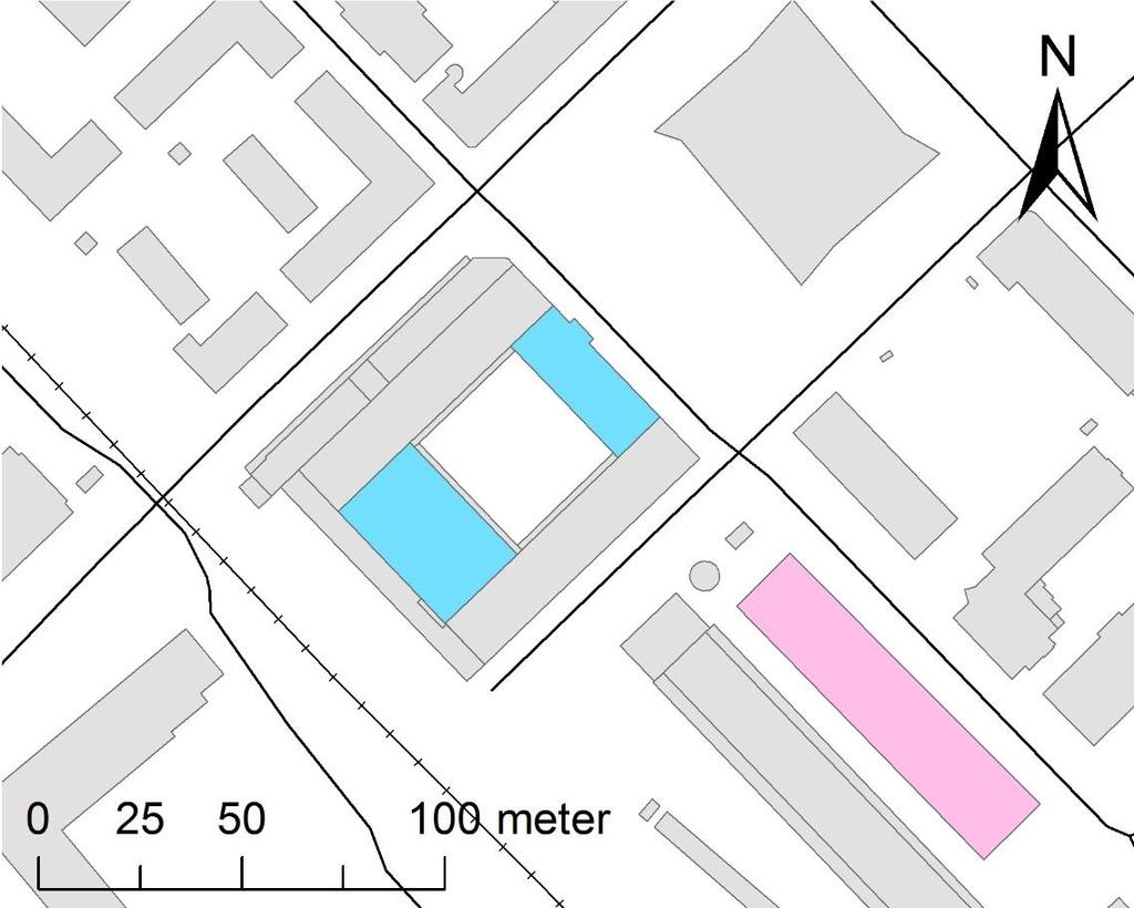 Vaksalagatan Storgatan Kv Siv Figur 1. Planerad bebyggelse i kvarteret Siv (blått), Uppsala.