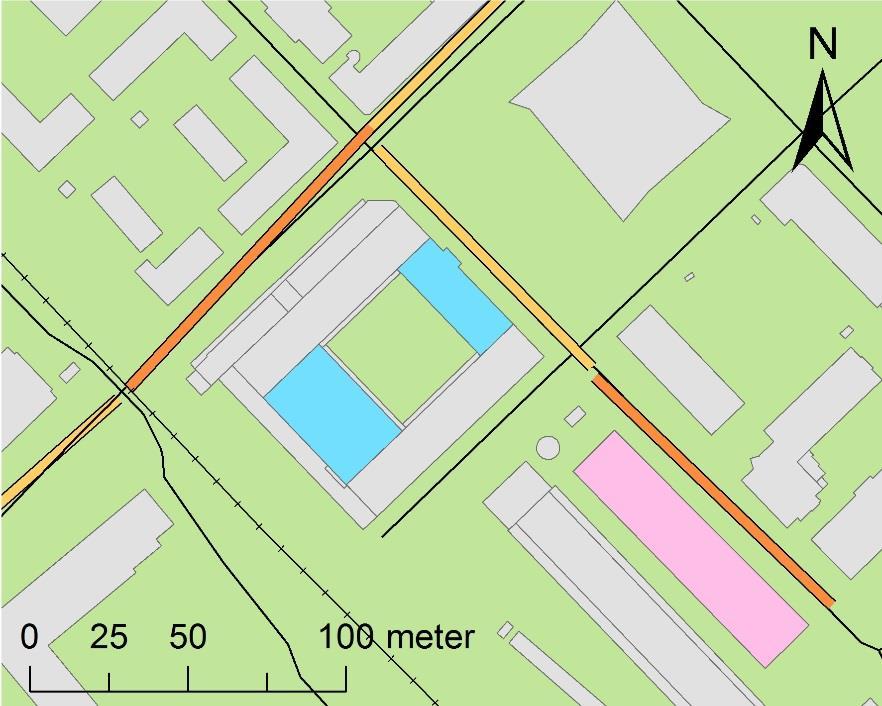 24-30 µg/m 3 30-36 µg/m 3 36-48 µg/m 3 48-60 µg/m 3 > 60 µg/m 3 Figur 4. Beräknad kvävedioxidhalt dygnsmedel det värsta 8:e dygnet år 2015 med planerad bebyggelse. Normen som ska klaras är 60 µg/m 3.