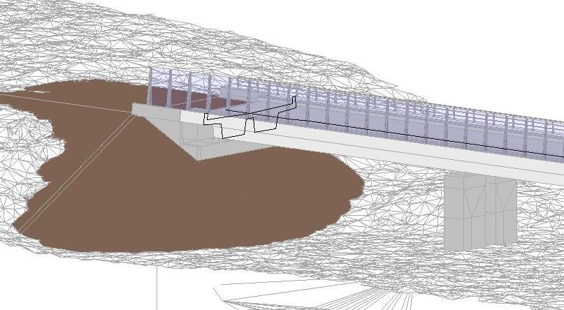 Figur 3.2 Figuren visar brosektionen som importerats från AutoCAD och används i Revit för att svepas längs den projekterade väglinjen.