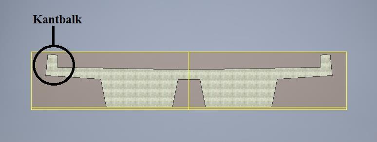 Eftersom formen på vår broöverbyggnad innehåller kantbalkar enligt Figur 6.4, skulle vi vilja att vårt Bridge Deck placerar sig mellan dessa, direkt på vår broöverbyggnad.