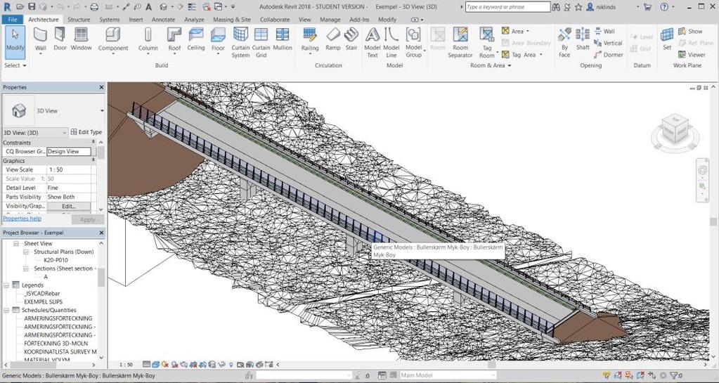 3. Skapa en egen Bridge Deck med hjälp av Revit-komponenter Genom import av Revit-komponenter till InfraWorks 360 kan användaren skapa en Bridge Deck.