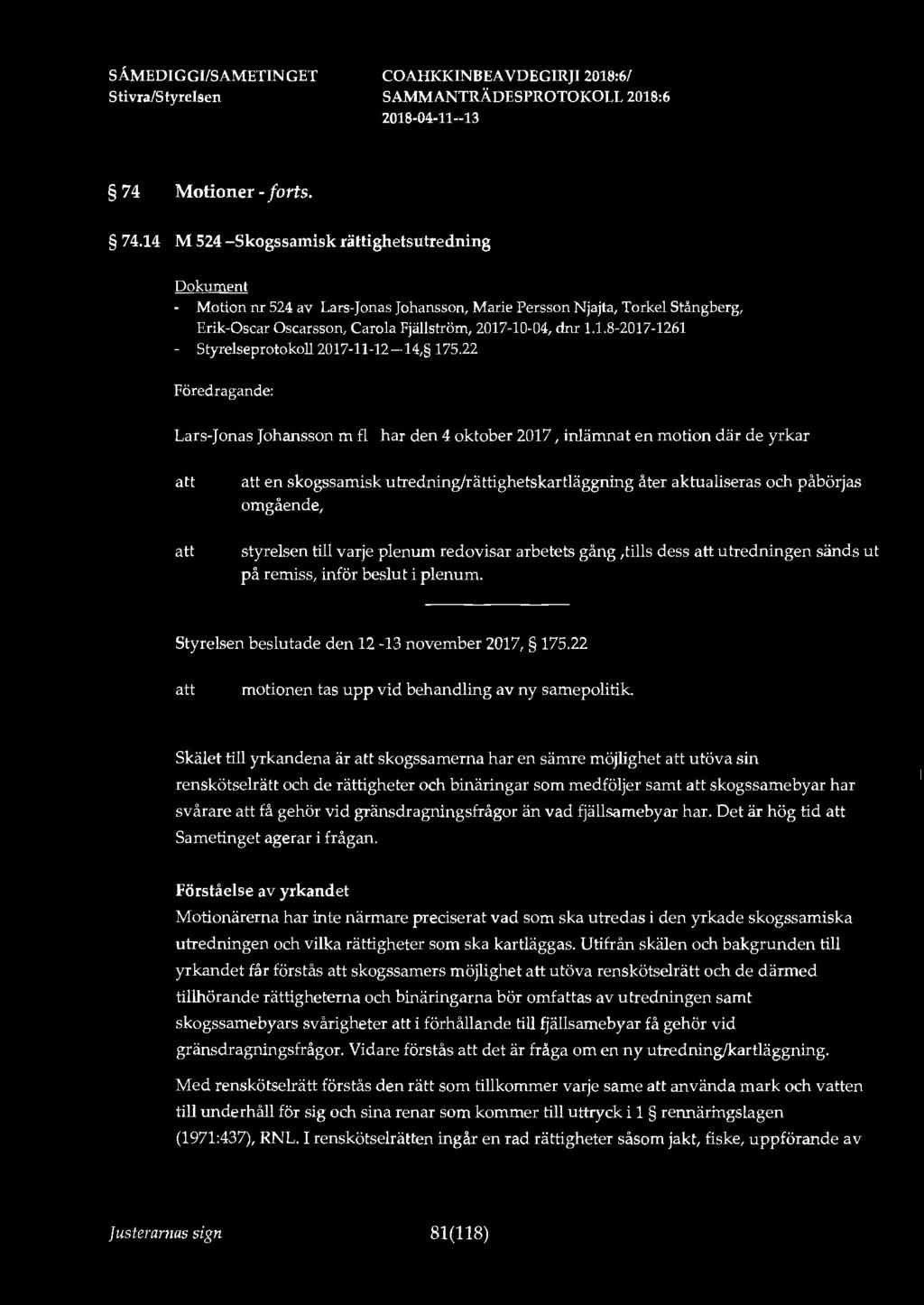 SÅMEDIGGl/SAMETINGET S ti vra/s tyrelsen 74 