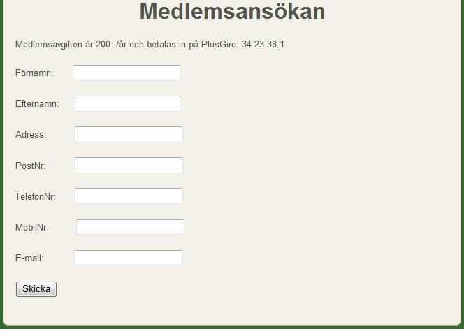 6.4 E-mail formulär Applikationen innehåller tre stycken E-postformulär.