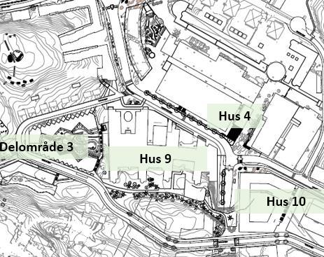 4 Avfallsinsamling Dp 4 Se illustrationsplan för uppdaterade detaljer i respektive delområde. Framkomlighet och vändning utan backning på allmän platsmark är dimensionerad för upp till 10 m sopbil.
