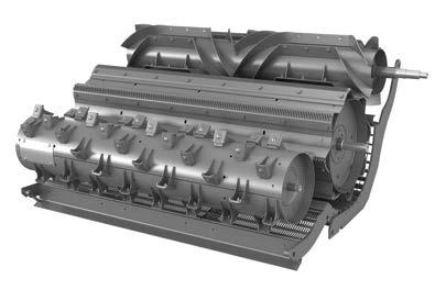 Den traditionella öppna tröskcylindern kan väljas som alternativ. Acceleratorn, tröskcylindern och halmvindan drivs över samma variator.