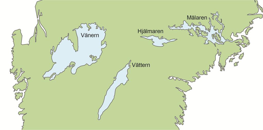 2 Sveriges stora sjöar Sveriges fyra största sjöar ligger i den södra delen av landet. Sjöarna har varierande karaktär, men det finns också en del likheter.