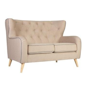 2 - sitsig retro soffa i beige tyg