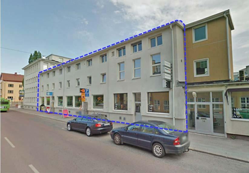 Befintlig bebyggelse inom planområdet Den befintliga bebyggelsen inom planområdet utgörs av en vitputsad kontorsbyggnad.