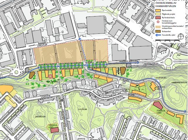 Sida 5 (9) Föreslagen bebyggelse vid en överdäckning av Hammarbyvägen Nytorps gärde Programmet föreslår att främst delar av västra
