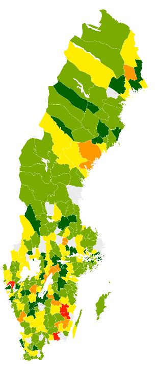 Rapportering av lägesbildsuppdraget Skola och utbildning samtliga kartor 2.1 Nivå av påverkan på förskoleverksamheten 2.