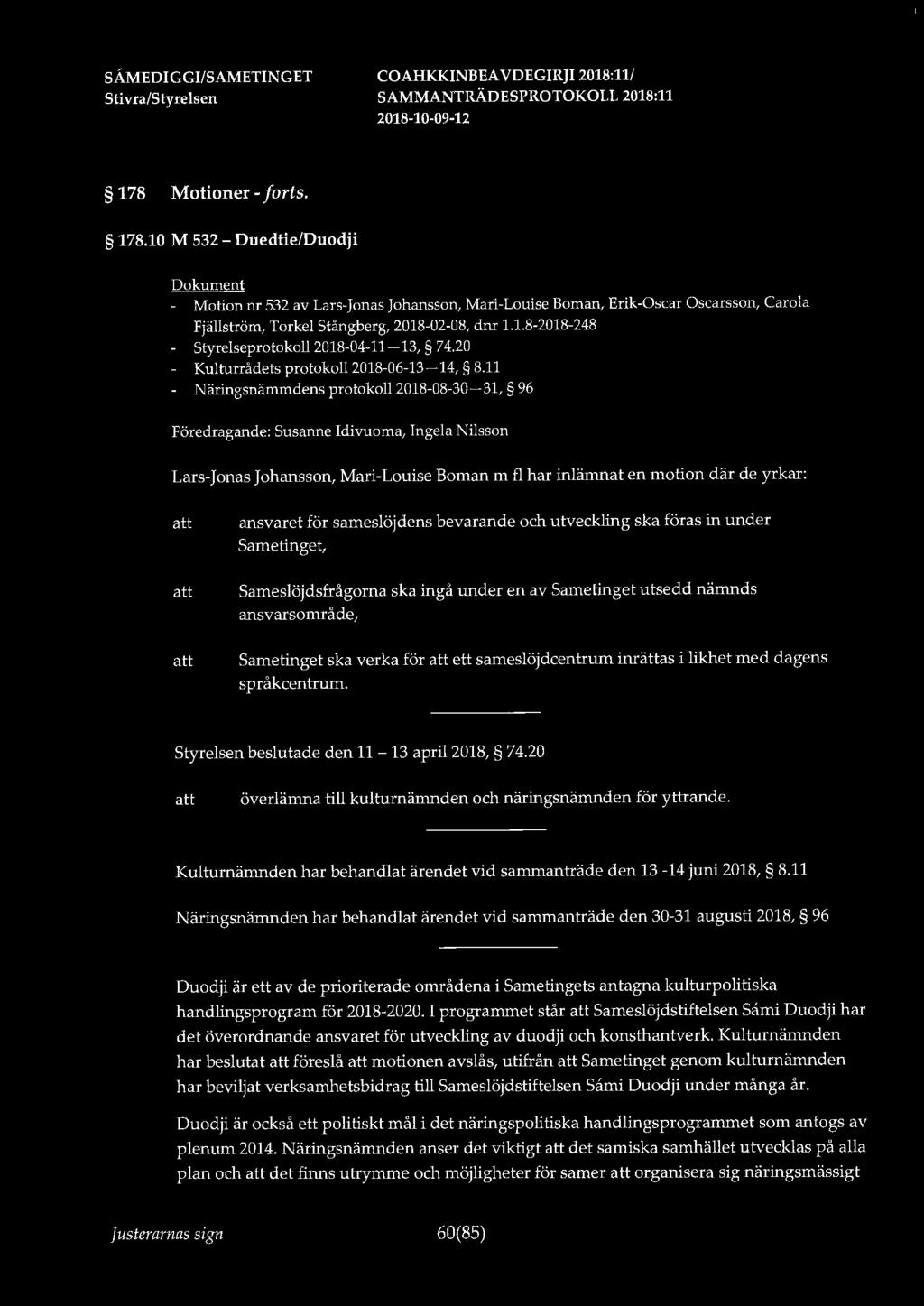 SÅMEDIGGl/SAMETINGET S ti vra/s tyrelsen 178 