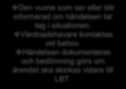 Den vuxne som ser eller blir informerad om händelsen tar