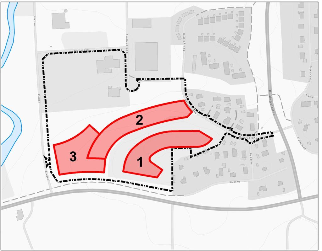 Föreslagen bebyggelse Ny bostadsbebyggelse föreslås tillkomma i planområdets södra, mer höglänta delar.