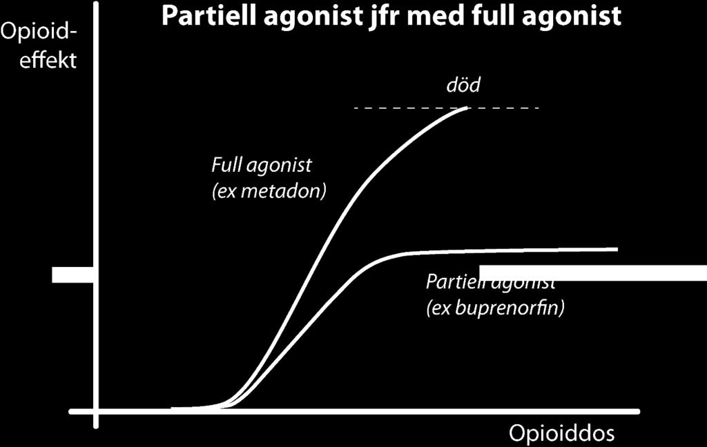 plana ut. Antagonist (ex naloxon) Binder till receptorer och blockerar, dvs har ingen stimulerande effekt.