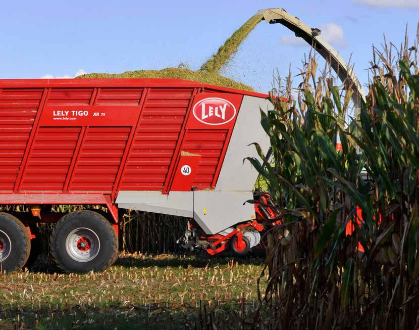 lely TIGO 100 procent ensilagetransportvagn Robust överbyggnad Den robusta överbyggnaden helt i stål har rejäla, tätt placerade stolpar som skruvats fast i chassiramen och erbjuder maximal stabilitet.
