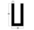 U-profiler 40 x 20 x 40 x 2 mm För inramning av glaspaneler, kantskydd