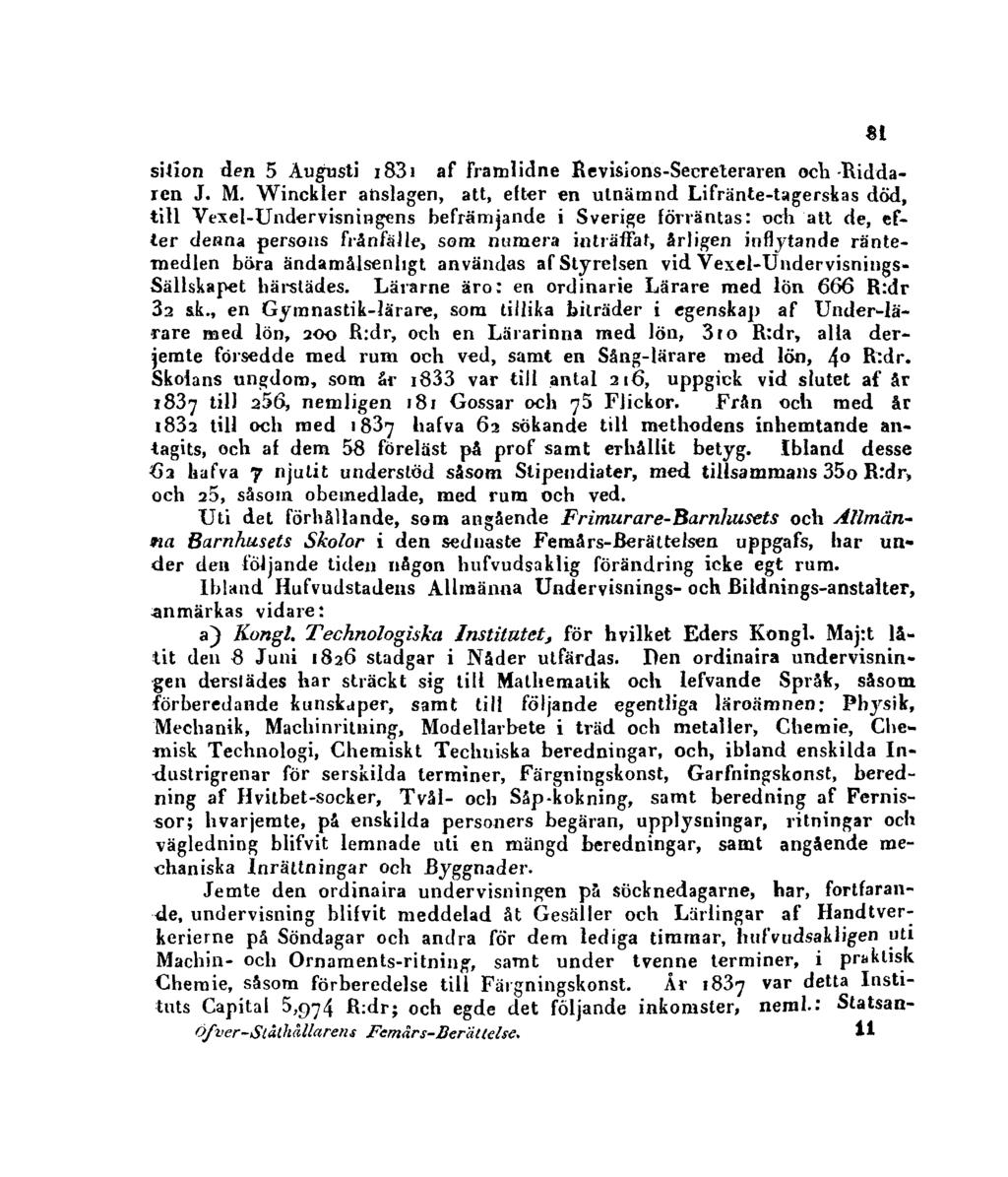 sition den 5 Augusti 1831 af Framlidne Revisions-Secreteraren och Riddaren J. M.
