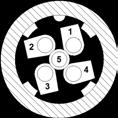 Grå: Information 1 ) Brun: Loop-A1 2 ) Vit: Loop-A2 3 ) Blå: Loop-B1 4 ) Svart: Loop-B2 5 ) Grå: Används ej Aktas!