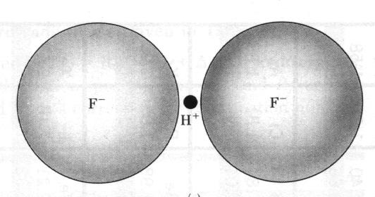 4.7. Vätebindning Den sista typen av bindning baserar sig på det att en positiv vätejon är ju bara en enskild proton, som är extremt liten i förhållande till andra atomer och joner, 1 fm = 10 5 Å.