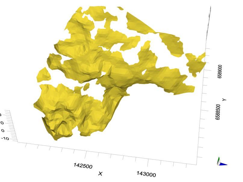 4.4 DATAMÄNGD Då datas upplösning i tid och rum ändrades upptäcktes tydliga trender i att ju mindre sammankopplad friktionsjordszonen var desto mindre rörlighet hade vattnet, se avsnitt 4.4.1, 4.4.2 och 4.