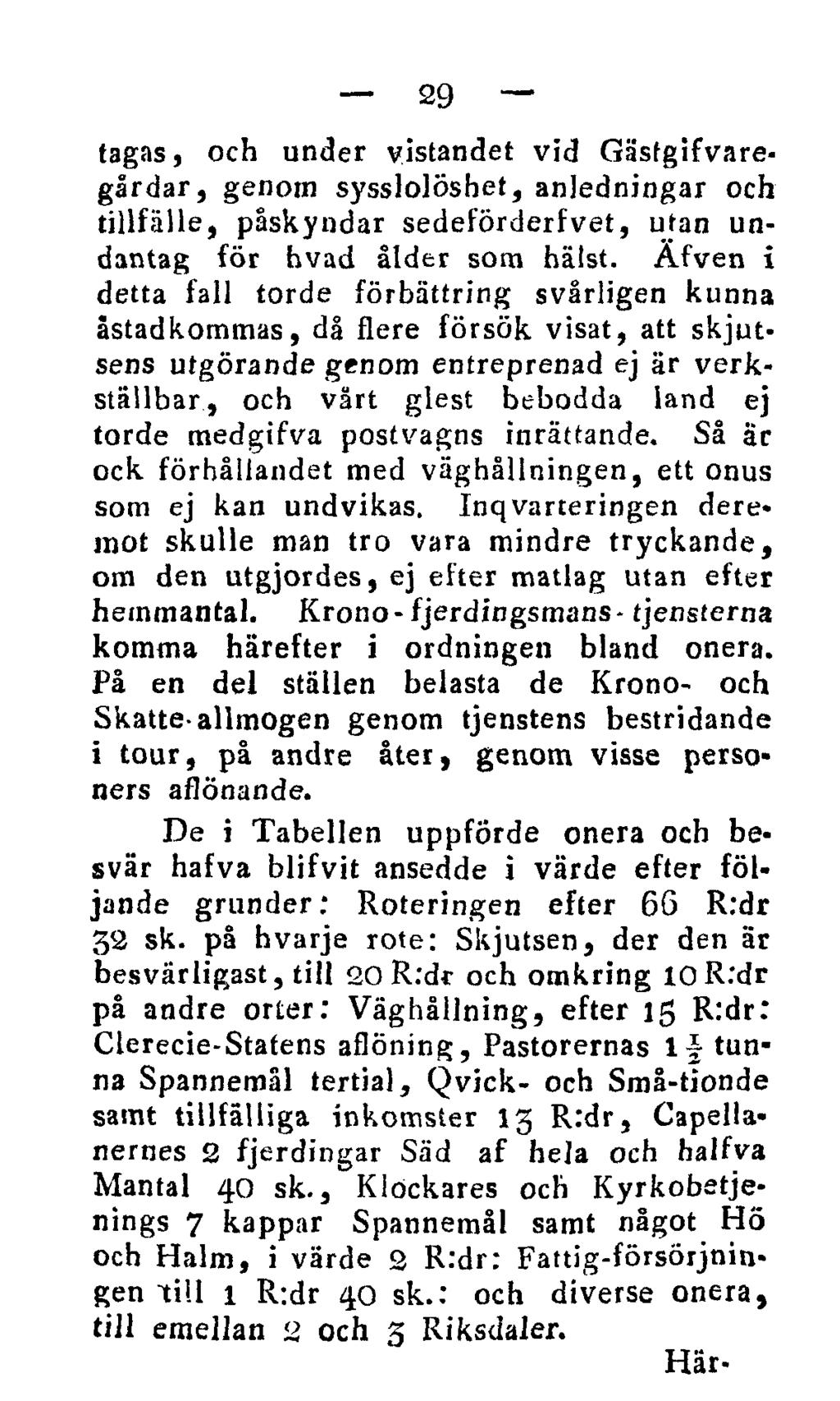 29 tagas, och under vistandet vid Gäsfgifvaregårdar, genom sysslolöshet, anledningar och tillfälle, påskyndar sedeförderfvet, utan undantag för hvad ålder som hälst.