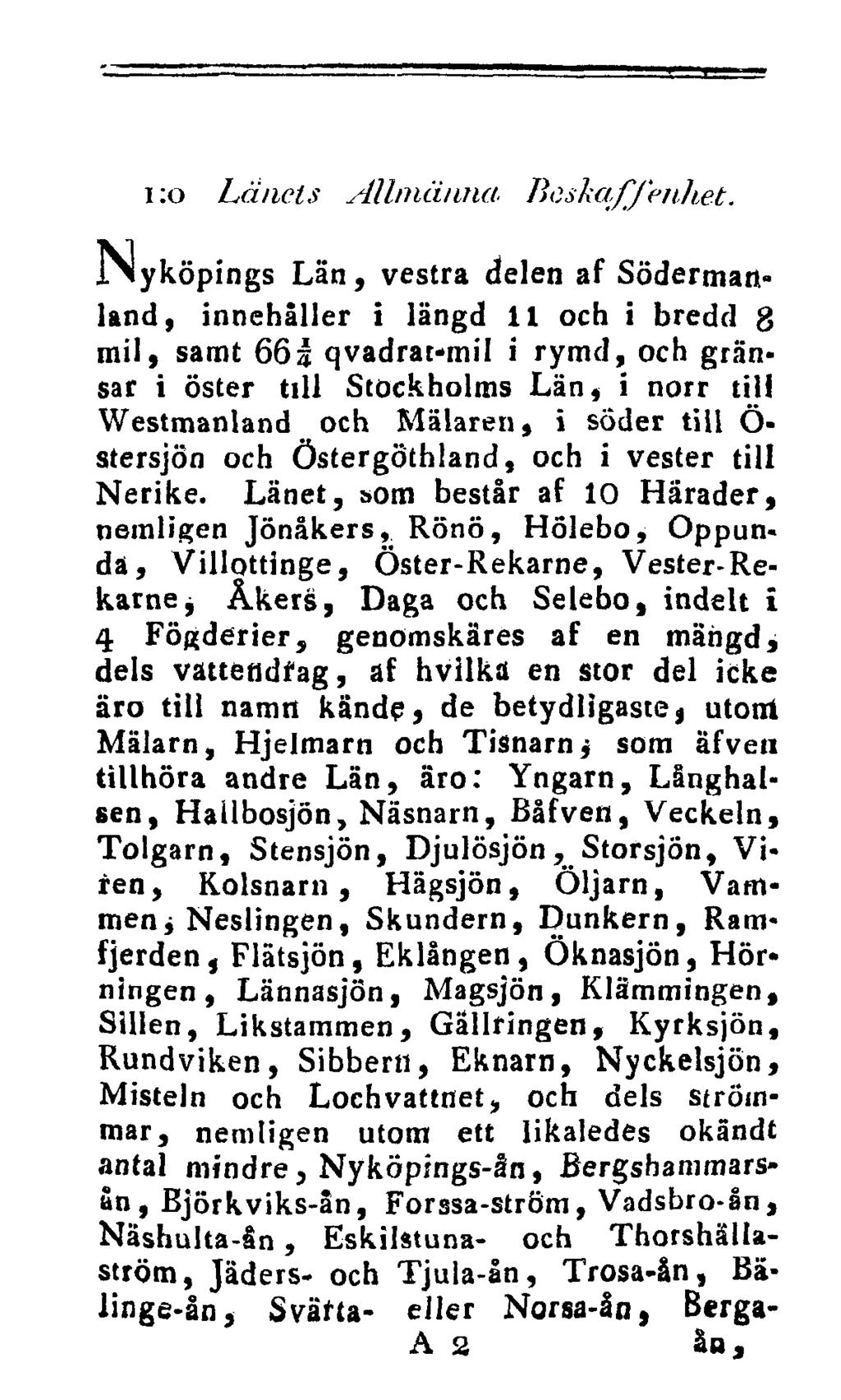 1:o Länets Allmänna Beskaffenhet.