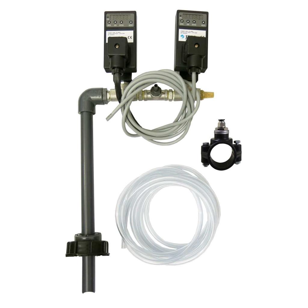 Tekniska data Type... Cee-Bee M Digital Dosing Unit Outside Dimensions... 88 x 240 x 410 mm (LxWxH) Weight... 1.43 kg Generic Material... ABS Protection Class... IP 65 Dimensions... A - Ø 5 mm B - Ø 7.