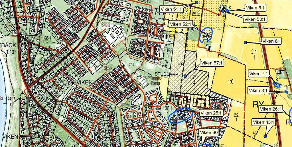 Fig. 4. Kartan visar utredningsområdet på utdrag ur Fastighetskartorna 62D 2eN Lerberget och 62D 2fN Mjöhult. Skala 1:10 000. det funnits två sjöar.