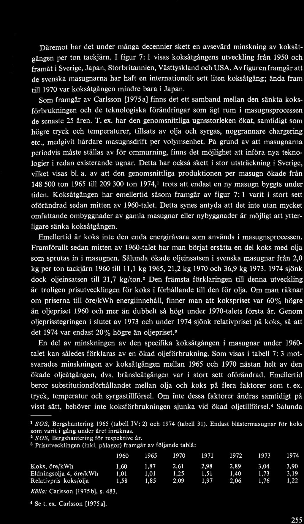 Däremot har det under många decennier skett en avsevärd minskning av koksåtgången per ton tackjärn.