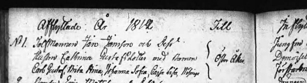 GID 2472.6.8100, Stockholm Täby, B:1, Inflyttning, Utflyttning, 1796-1829, 0/0 I flyttlängden för utflyttade från Täby församling, B:1, år 1812 kan man läsa: No 1.