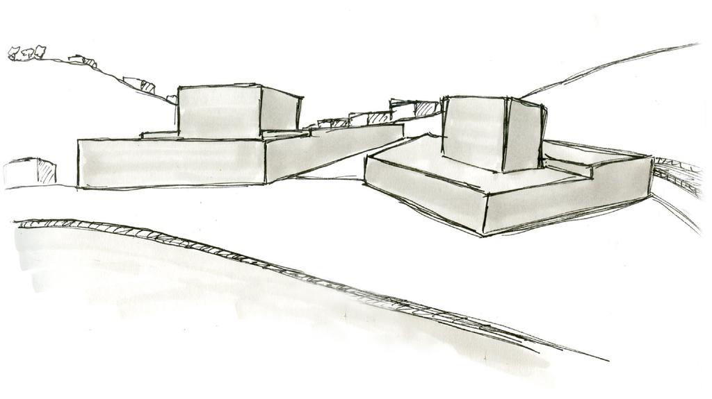 Folkungagatan/Stadsgårdsleden. Byggnaden delas i två volymer med en scen i vardera del.