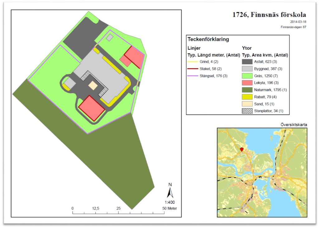 40(45) Skötselytor Skötselytorna kom från Tekniska förvaltningen i en enda stor shapefil.