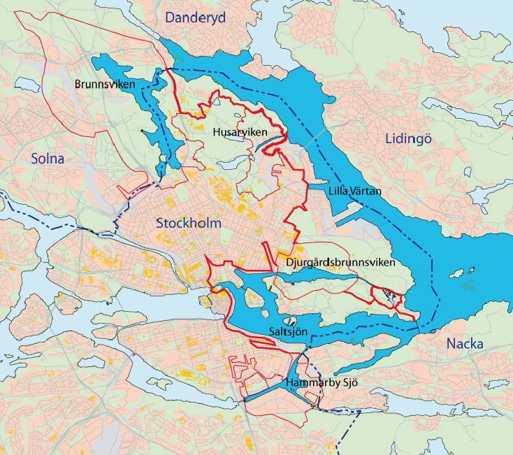 Saltvattenvikar SALTVATTENVIKAR Kartan visar de vattenområden som ingår i gruppen Saltvattenvikar: Saltsjön, Lilla Värtan, Hammarby Sjö, Djurgårdsbrunnsviken, Husarviken och Brunnsviken.