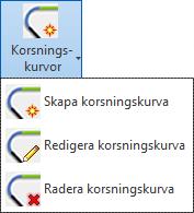 Skapa korsningskurva (5.1) Skapar en korsningskurva (Alignment eller Polyline) mellan två kantlinjer för en väg.