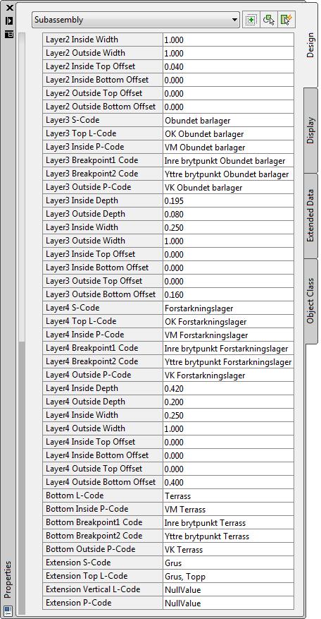 Target Parameters: Outside Elevation Profile: Kan styra körbanans yttre punkt i profil Width Alignment: Kan styra körbanans yttre punkt i bredd Om man använt Bottom eller Top Offset, så kan man skapa