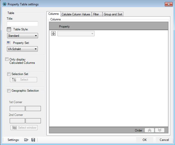 Skapa tabell (NV-Properties) (6.1) Naviate > Projekt/Generellt NVPropertyTable Skapar en tabell med information från Naviate Properties. Egenskaper kan filtreras, grupperas, summeras etc.